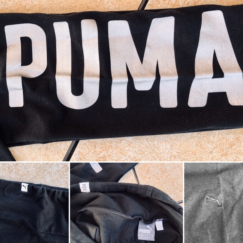 Puma Leggings Black Large w/Silver Leg Logo - Picture 3 of 8